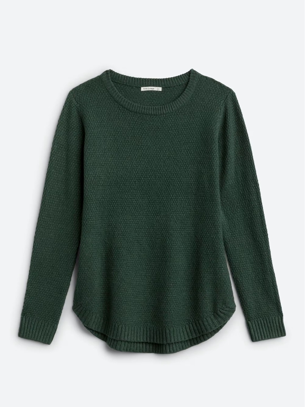 Pink Clover Dark Green Textured Crewneck Sweater